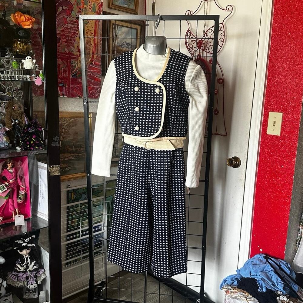 the collection navy polka dot vintage 60s jumpsuit set